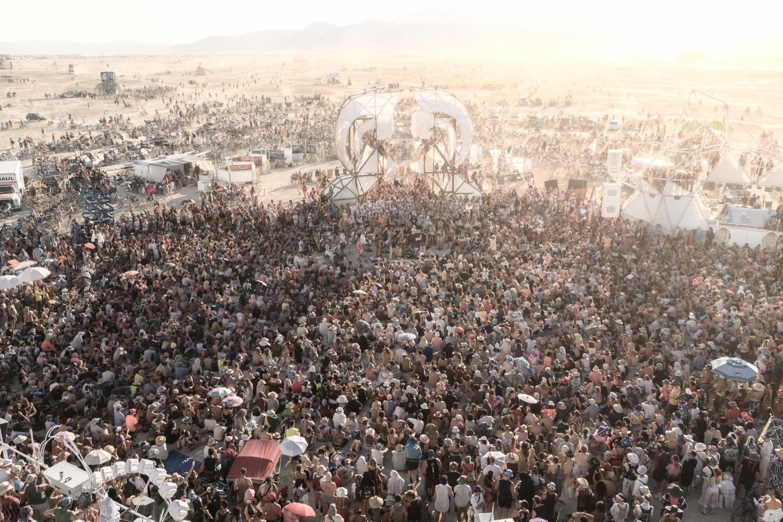Two 34-foot Sphinxes at Burning Man 2025