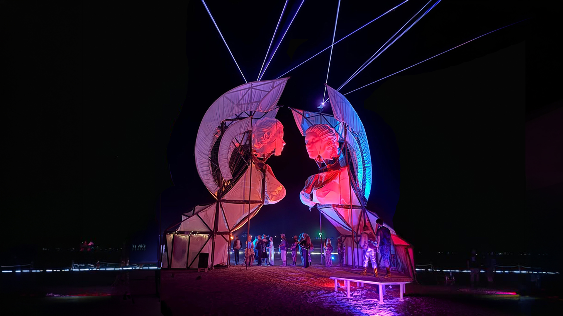 The Sphinx Gate at night, Burning Man 2025